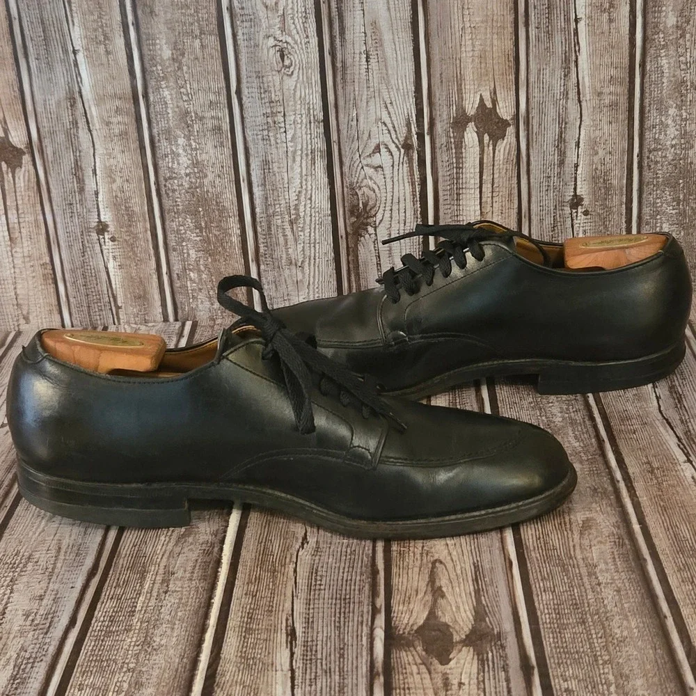 Sz 12 AA/ B Mens Alden 67 Black Calfskin‎ V-Tip Blucher Split Toe Dress Shoes Alden 67 Black Calfskin V-Tip Blucher Split Toe Mens Dress  main image 2